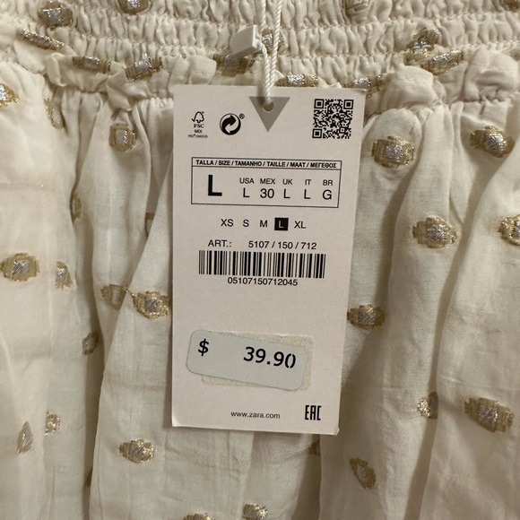 NWT Zara Jacquard Metallic Thread Bohemian Tiered Mini Skirt - Picture 6 of 7